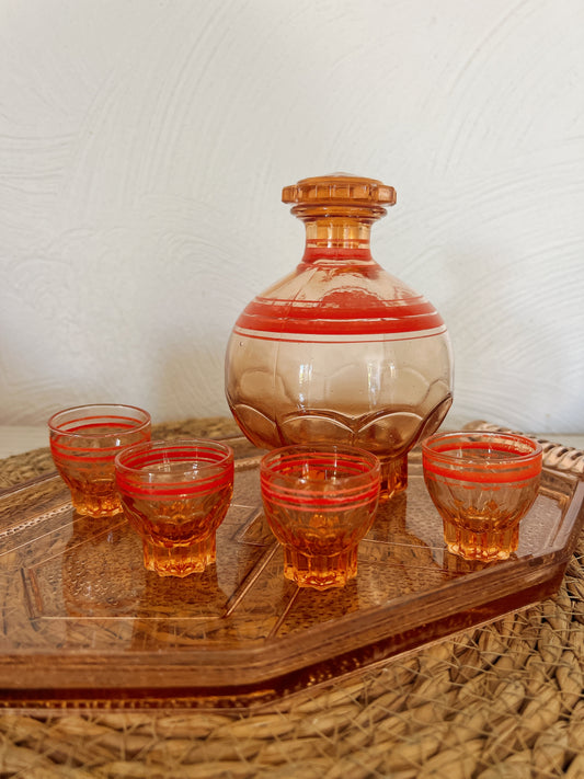 Service rose à liqueur